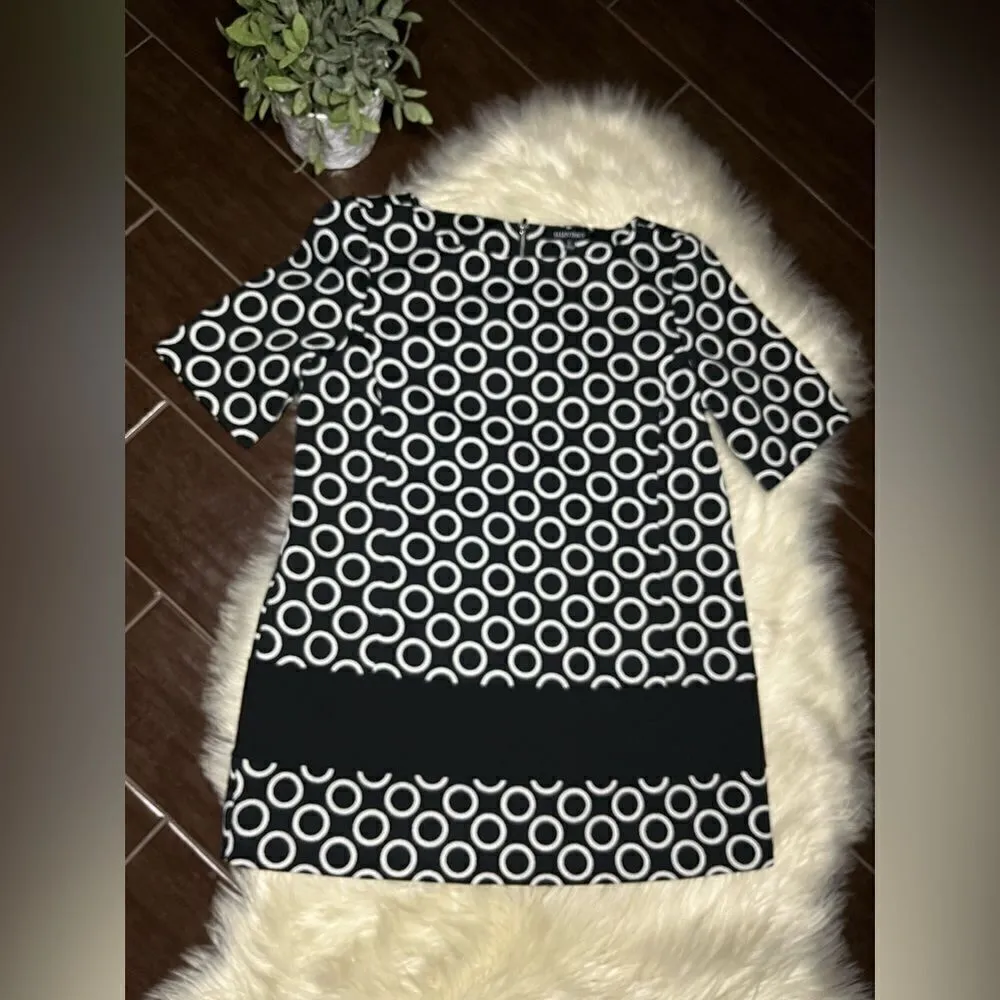 Ellen Tracy black white geomatics blouse sz large - Image 2