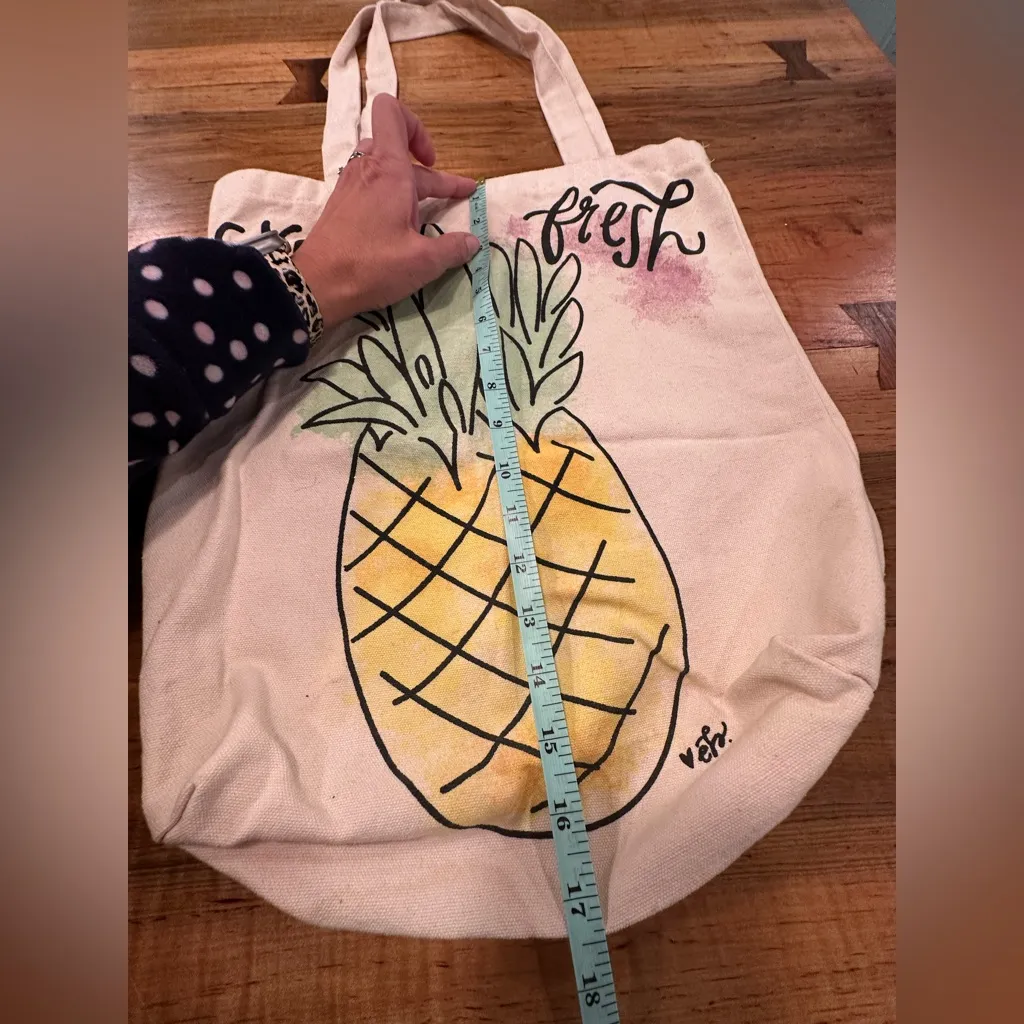 Stay Fresh Pineapple Canvas Tote Bag White - Image 5