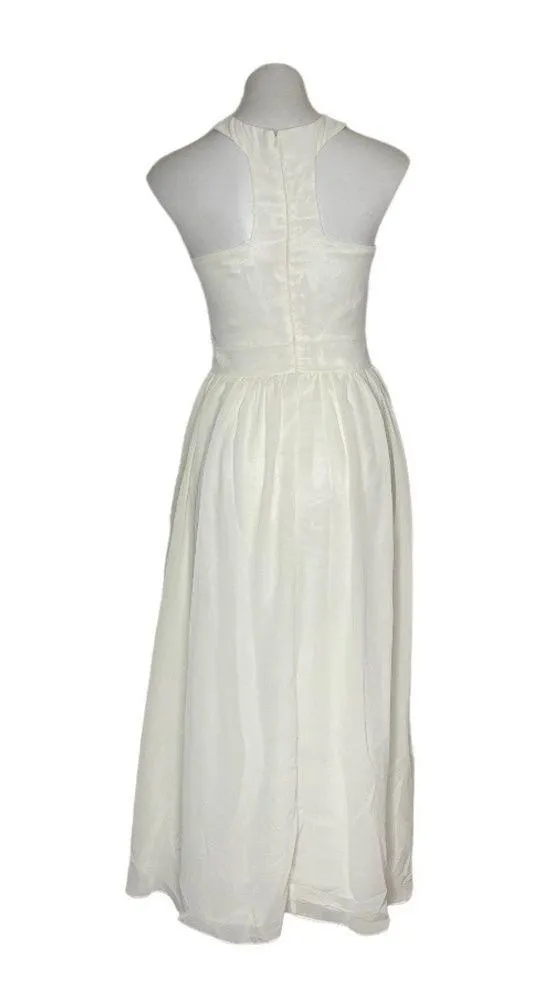 DEE KELLER Filmy Ivory Dress Cocktail Evening Gown Midi Maxi Sleeveless Size 8 - Image 2