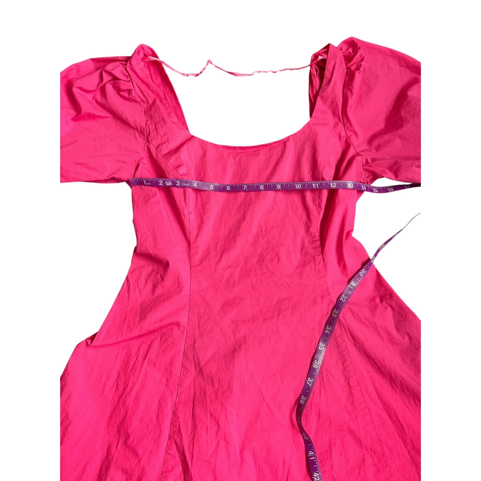 STAUD Laelia Cotton-Blend Poplin
Mini Dress Pink Puff Sleeve Square Neck Size 8 - Image 4