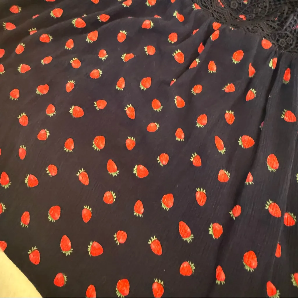 Torrid Navy Blue and Red strawberry Tank Top - Image 2