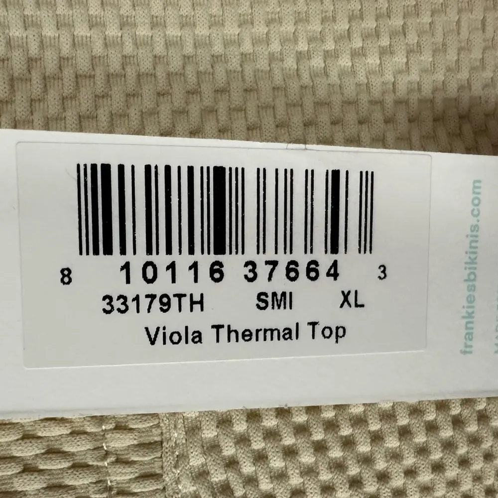 Frankies Bikinis Viola Waffle Long Sleeve Crop Top in Smitten Size XL Neutral - Image 12