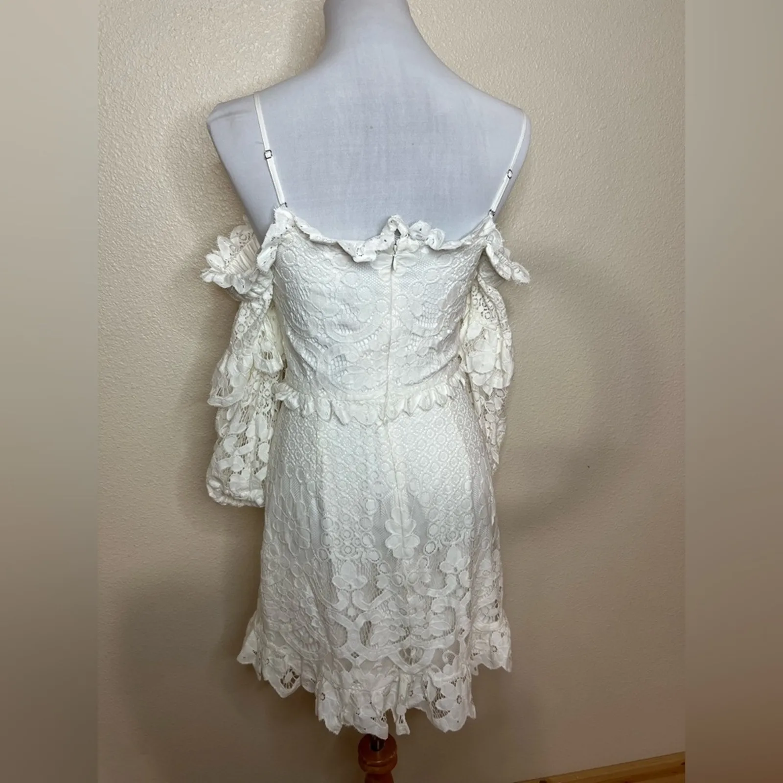 Parker Irma white lace embroidered off the shoulder sheath mini dress NEW 2 - Image 6