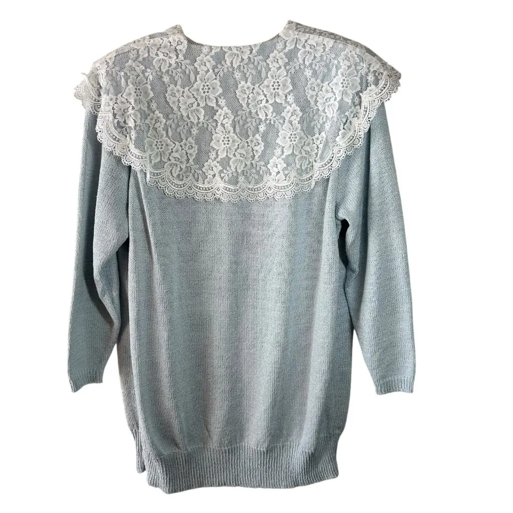 Vintage 80's Scott McClintock Powder Blue Lace Collar Hand - Image 4