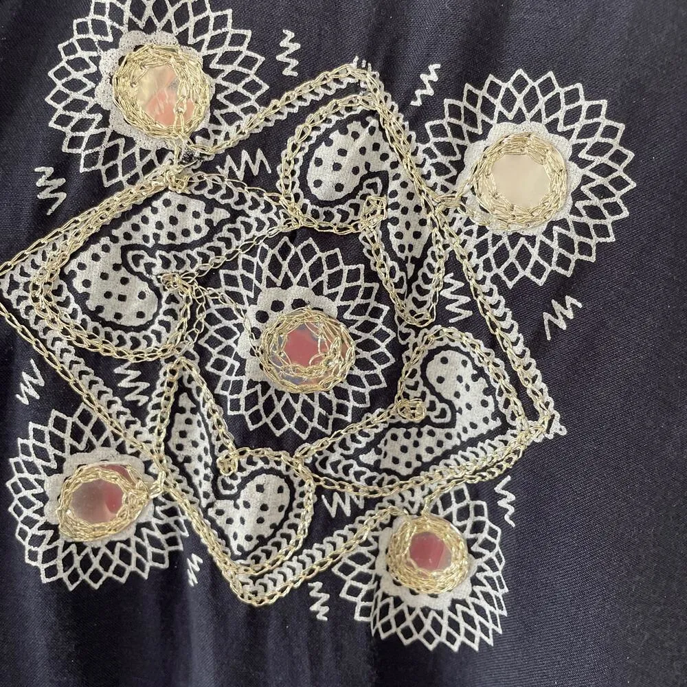 Ruby Yaya Dress Womens Medium Blue Kaftan Sequin Lined Lightweight Metallic - Image 9