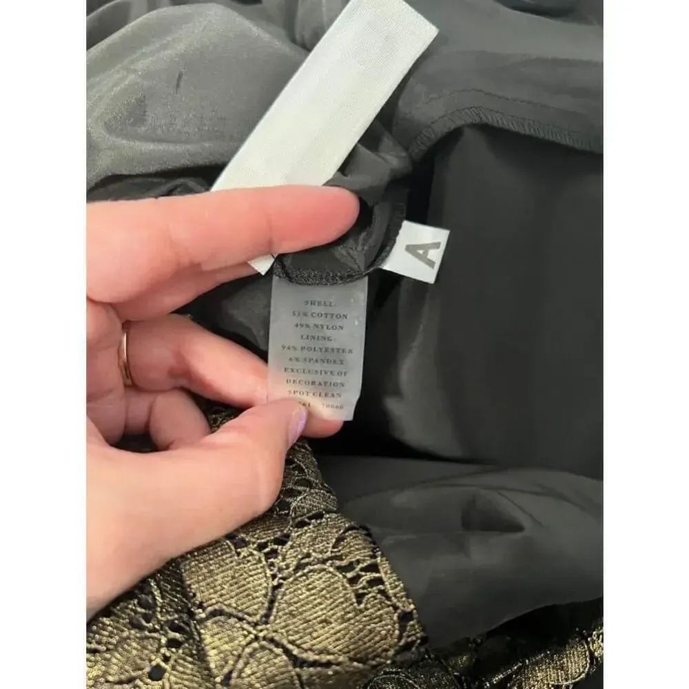 Ann Taylor‎ Gold Metallic Lace Pencil Skirt Size 12-NWT - Image 6