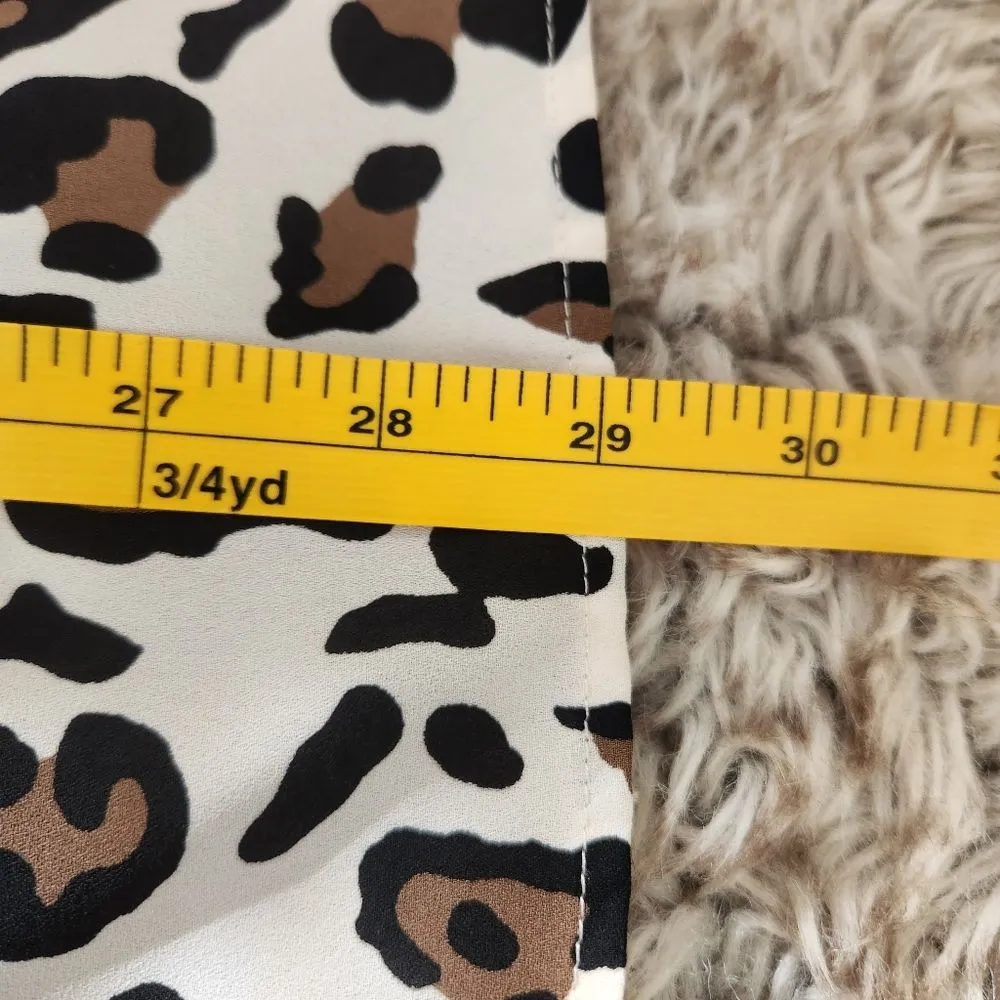 W5 Leopard Print Cap‎ Sleeve Notch Neck Blouse Cream Size Medium - Image 8