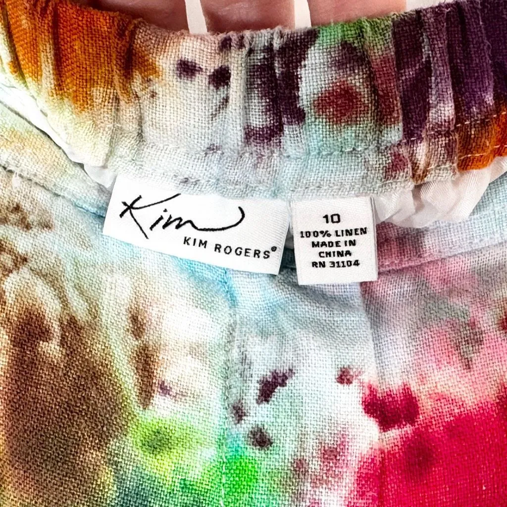 Kim Rogers Size 10 Pants Best Me Tie Dye Handmade Linen Lined Straight‎ 1181 - Image 7