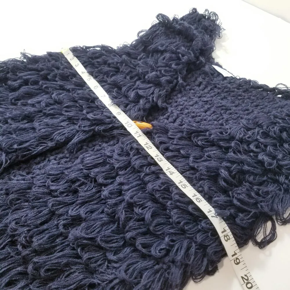 Fillyboo Shaggy Faux Fur Cardigan Sweater Blue Size M - Image 4