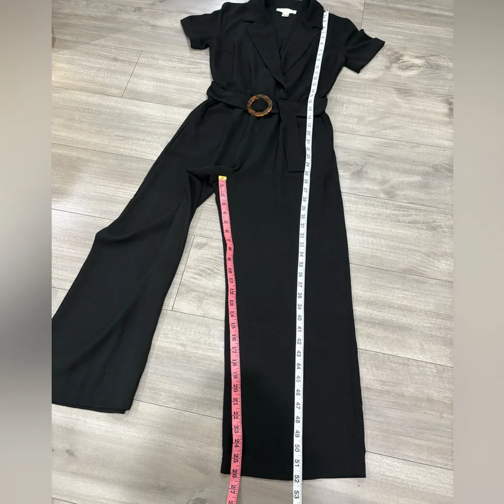 Monteau Black Belted Jumpsuit Short Sleeve Size S - Image 4