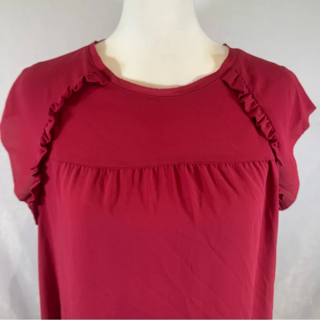 Loft raspberry pink ruffle top size medium - Image 2