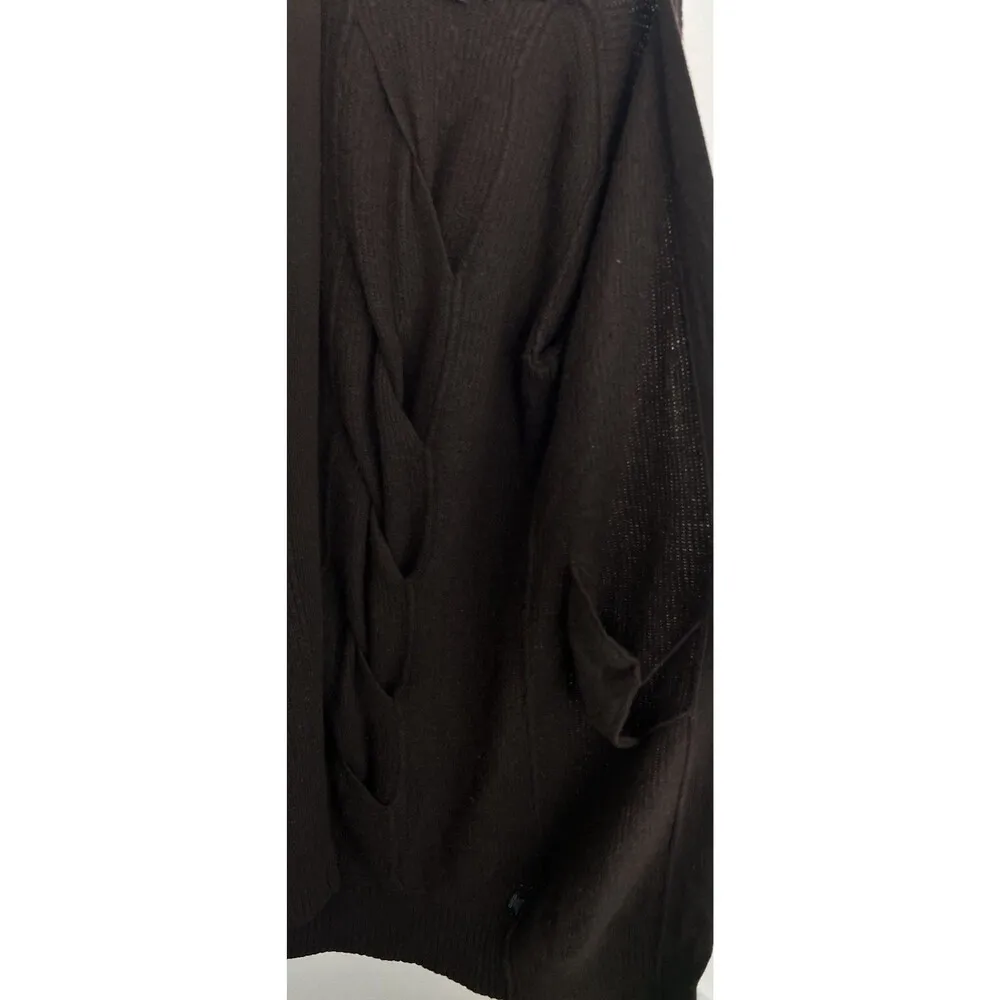 Skull Cashmere Sweater S Brown Ribbed Twist Belted Long Cardigan Cashmere Wool - Image 6