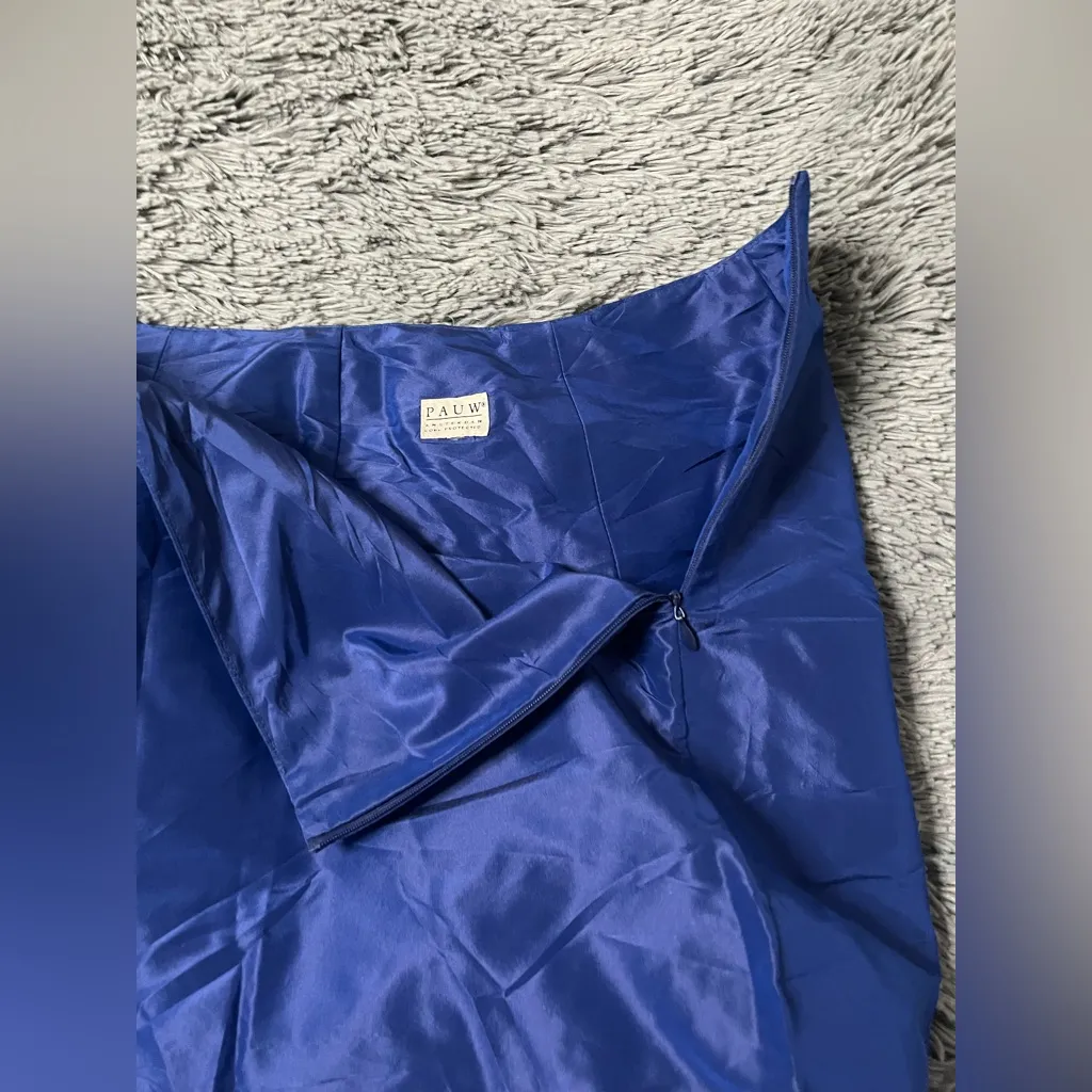 Pauw Amsterdam Women’s Royal Blue Asymmetrical Bubble Hem Silk Skirt Size undefined - Image 3
