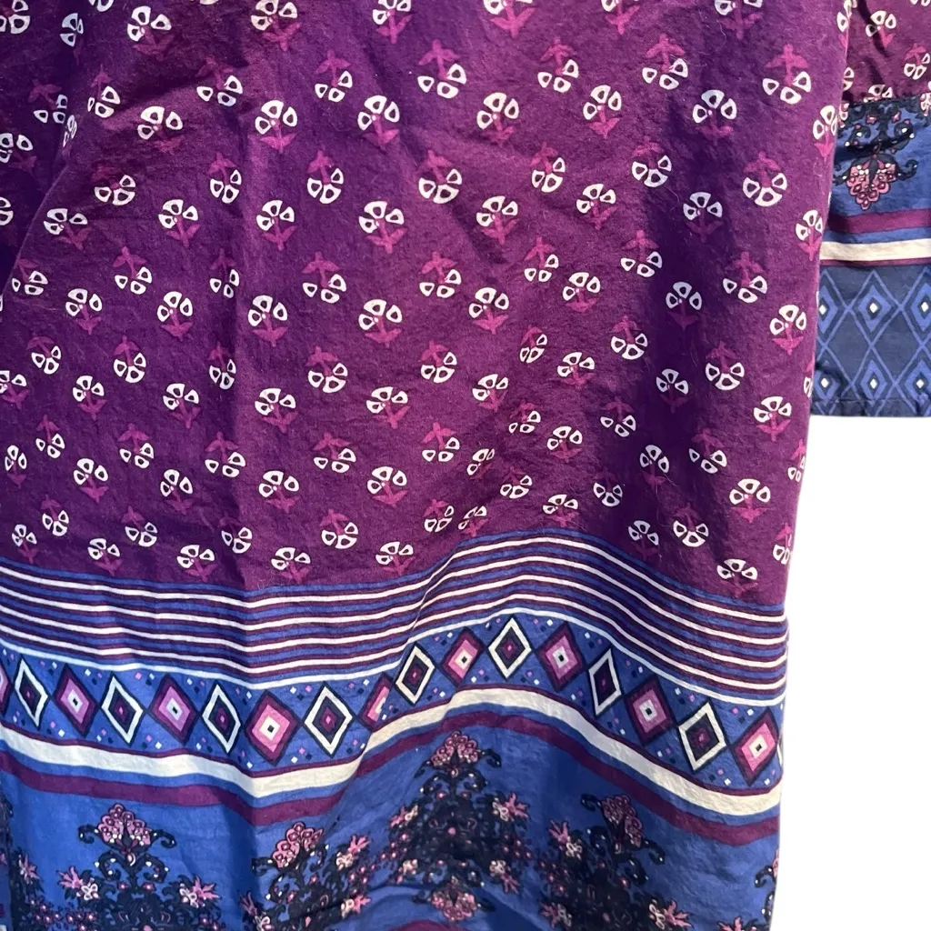 Old Navy Tunic Dress Women's M Purple Cotton‎ Blue Boho Chic Retro Summer Casual - Image 3
