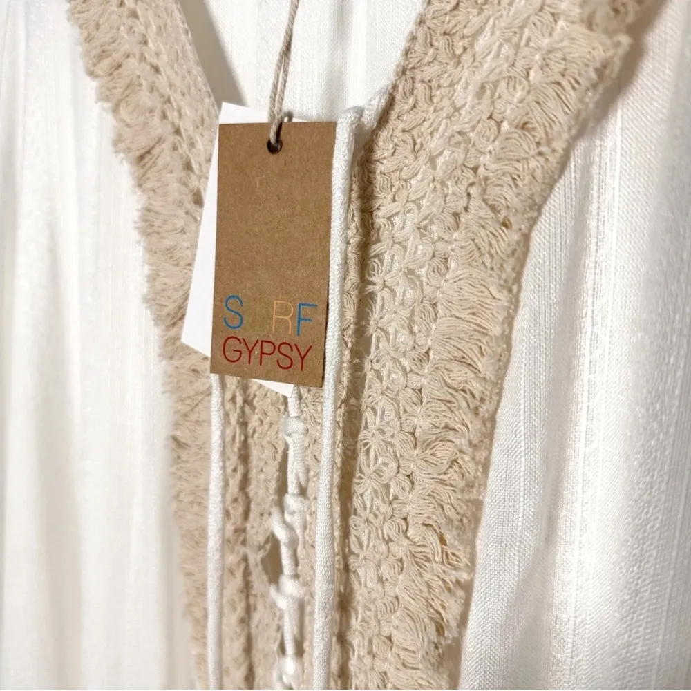 Anthropologie Surf Gypsy bohemian boho crochet swimsuit cover up tunic size M - Image 4