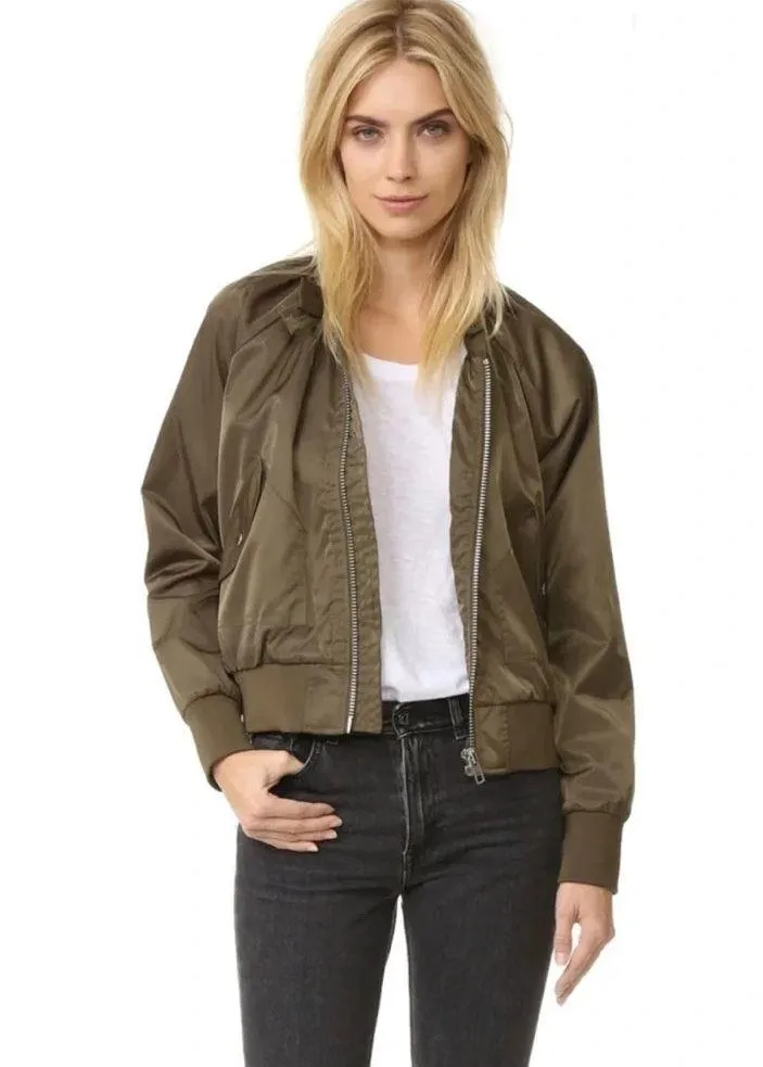 Free People Olive Midnight Bomber Jacket Size S - Image 3