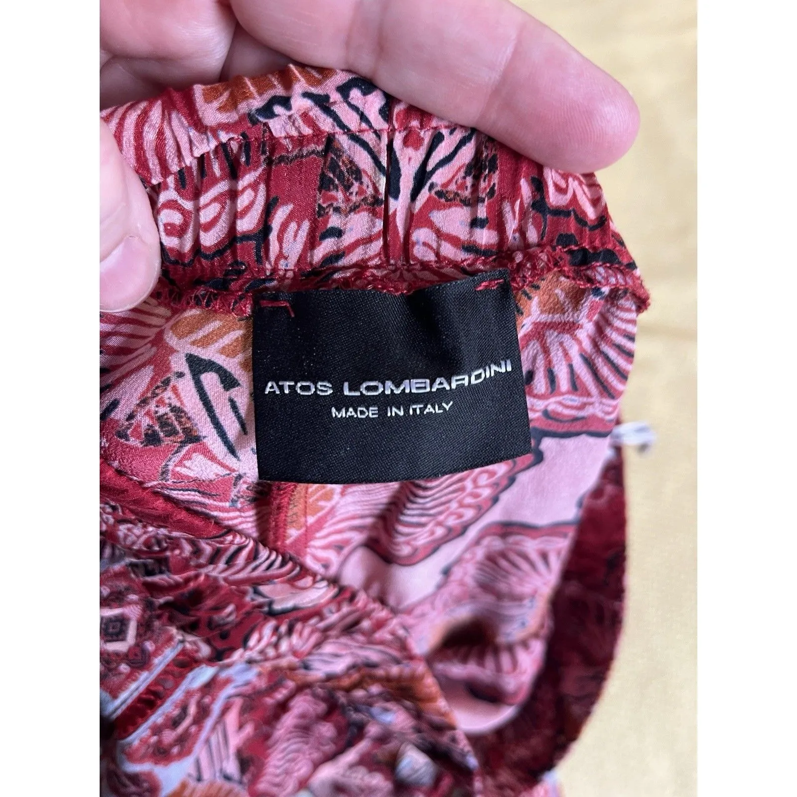 atos lombardini 100% Silk Jogger Pants Size M (42) Red Boho Gypsy Peasant Size M - Image 6