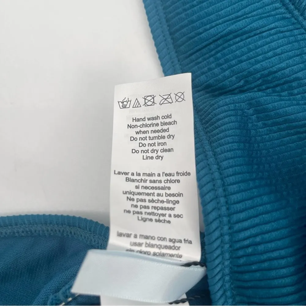 The Bikini Lab  Swimsuit Small One Piece Bandage Teal Ribbed Plunge Swim Suit NWT - Image 12