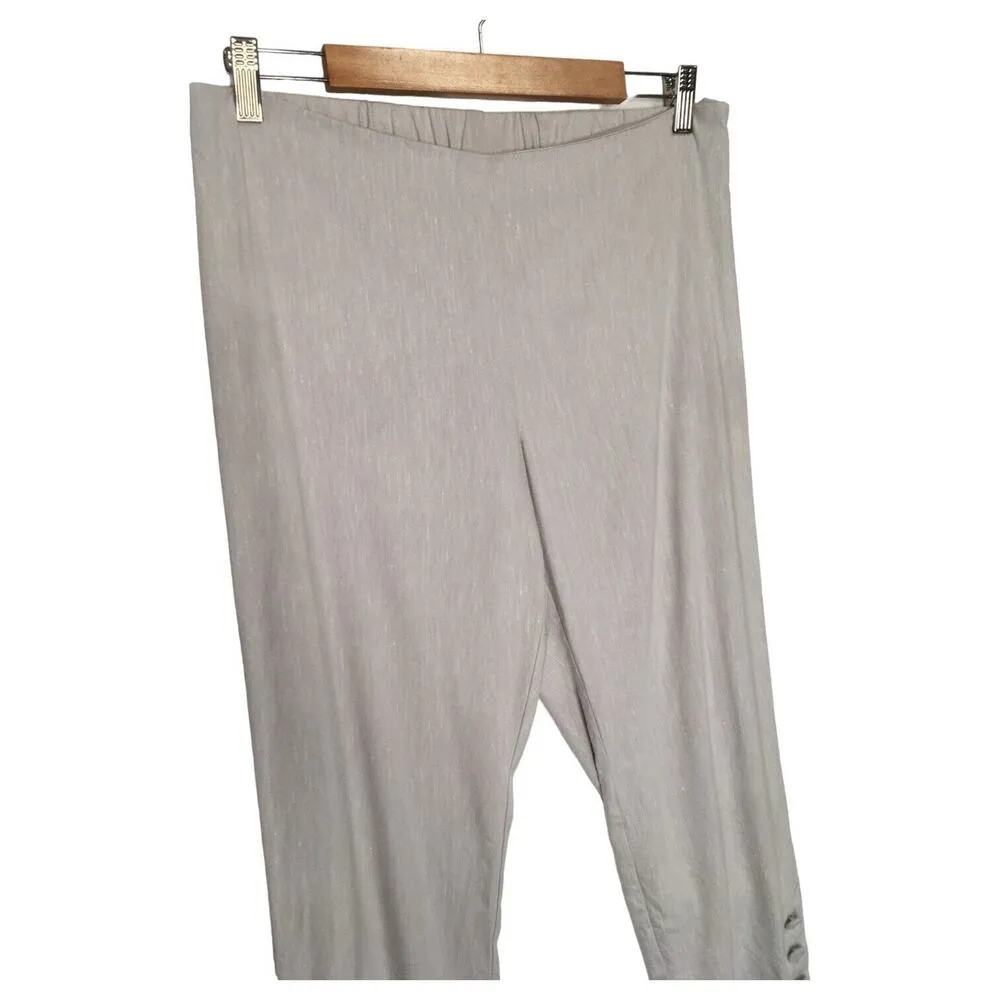J Jill Pants Womens M Linen Stretch Capri Button Bottom Beachy Cottagecore Gray - Image 7