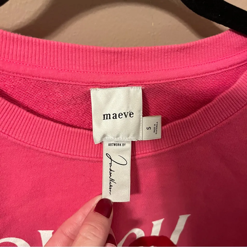 Anthropologie Maeve Jordan Nickson Bisou Bisou Valentine's Day Pink Sweatshirt - Image 3