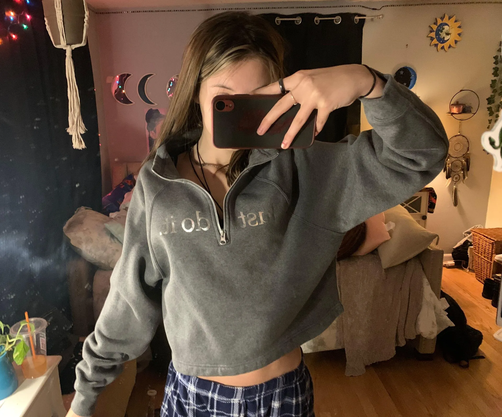 Nike cropped quarter zip Gray - Image 2