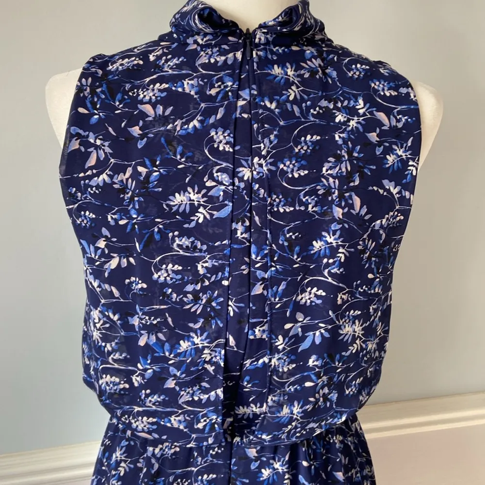 Harper Rose Floral Print Tie Waist Chiffon Midi Dress in Navy Size 6 - Image 10