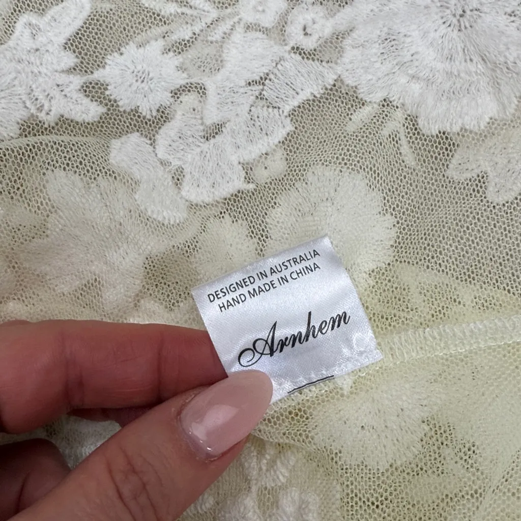 Arnhem Lace Bohemian Maple Maxi Dress Kimono Duster White Festival Size 6 NWT - Image 13