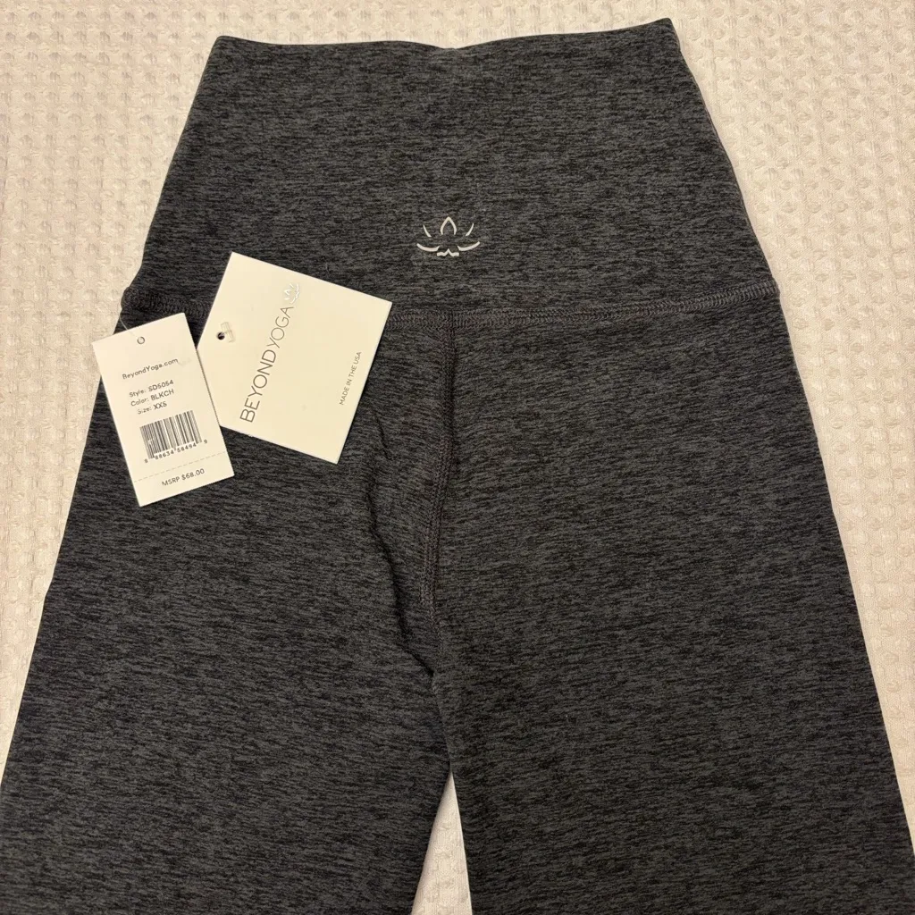 NEW! Beyond Yoga Spacedye High Waist Dark Charcoal Gray Bike Shorts XXS - Image 5