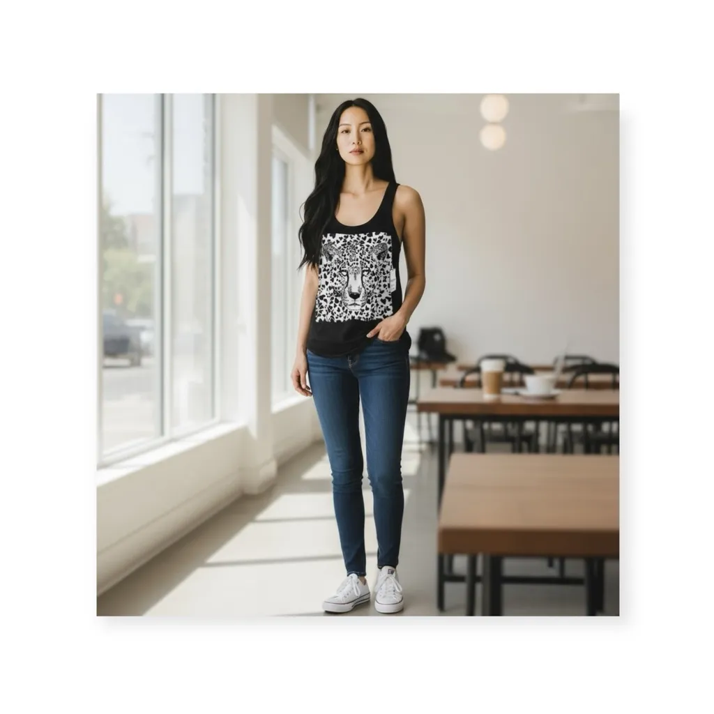 new Lauren Moshi ❤︎ Wendy Heart Face Leopard Hi Lo Tank Top ❤︎ Black ❤︎ Small - Image 11