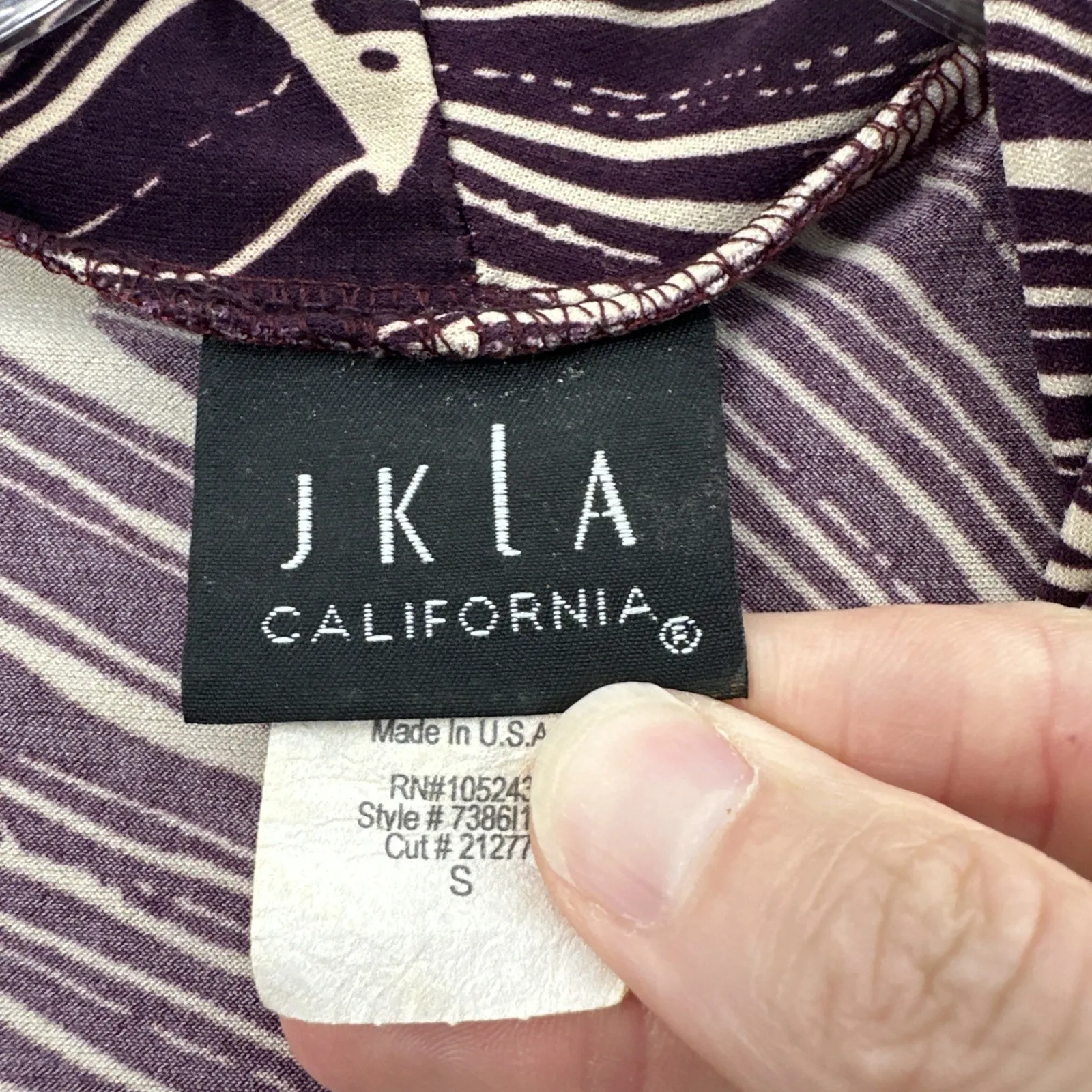 Vintage Y2K JKLA California Babydoll Top 70s Boho Retro Leaf Floral Women Small Purple - Image 3