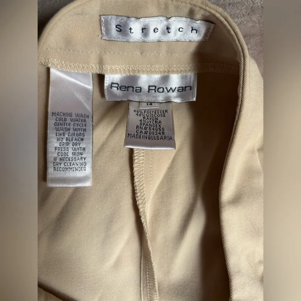 Rena Rowen Classic Cream Straight Leg Dress Pants size 14 New - Image 4