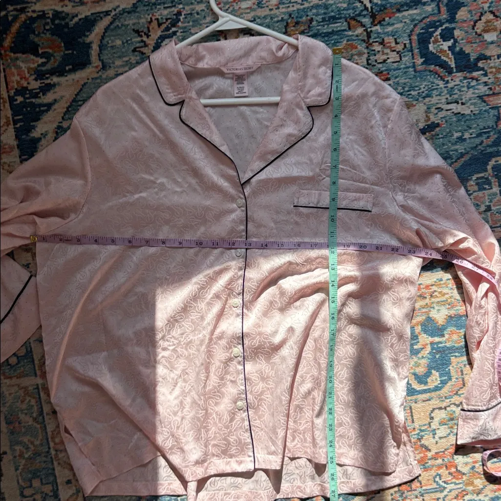 Victoria's Secret Glazed Satin Dew Drop Long Pajama Set Bling Belt Size XL - Image 13