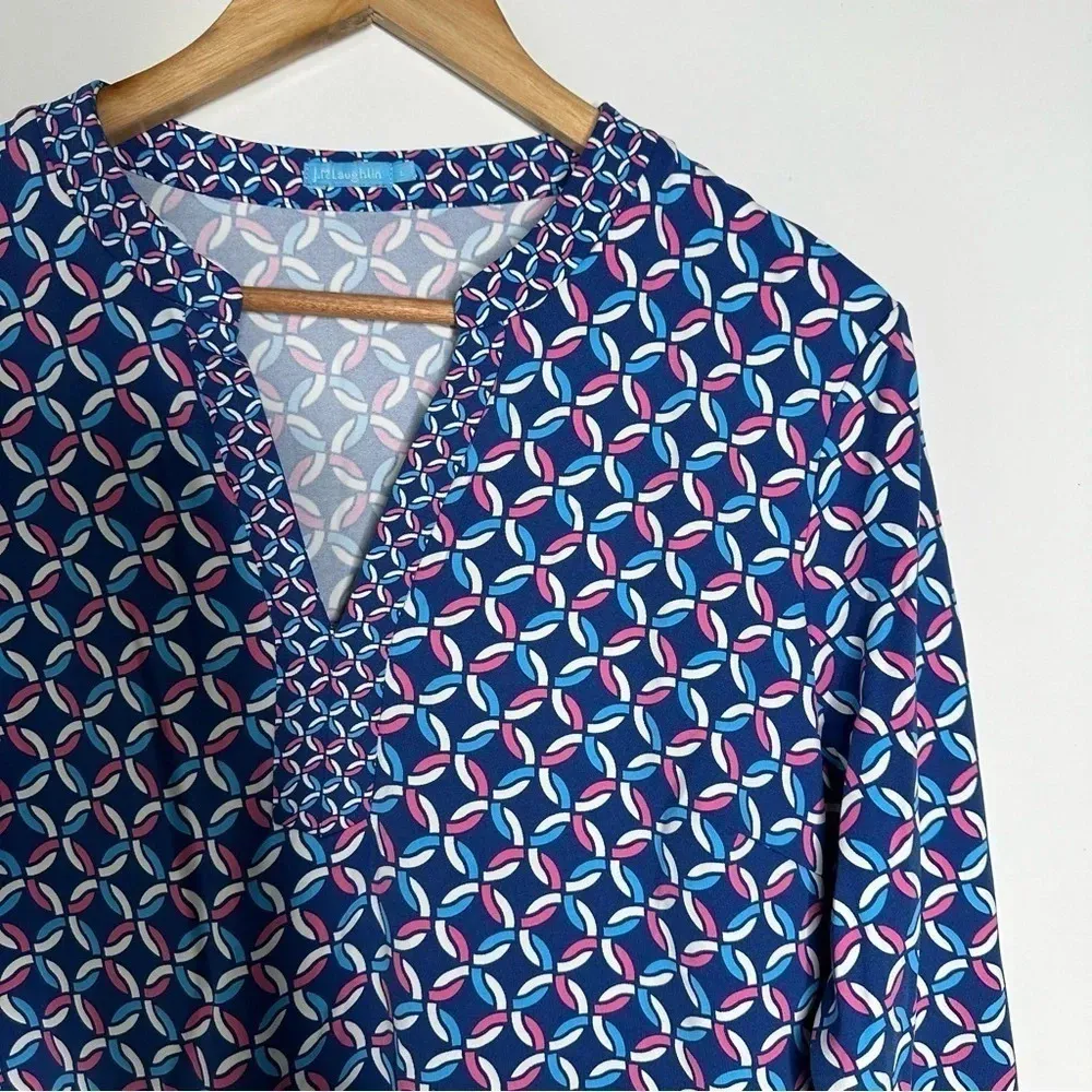 J. McLaughlin Nautical Knot Print 3/4 Sleeve Catalina Cloth Top Size Large - Image 3