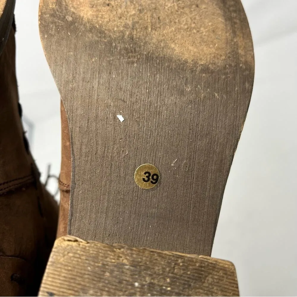 Destroy Stitch Lace Up Boots Leather Womens Size 40 / US 9 Brown - Image 7