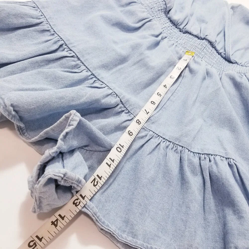 AEO American Eagles Chambray Denim Ruffle Romper - Image 10
