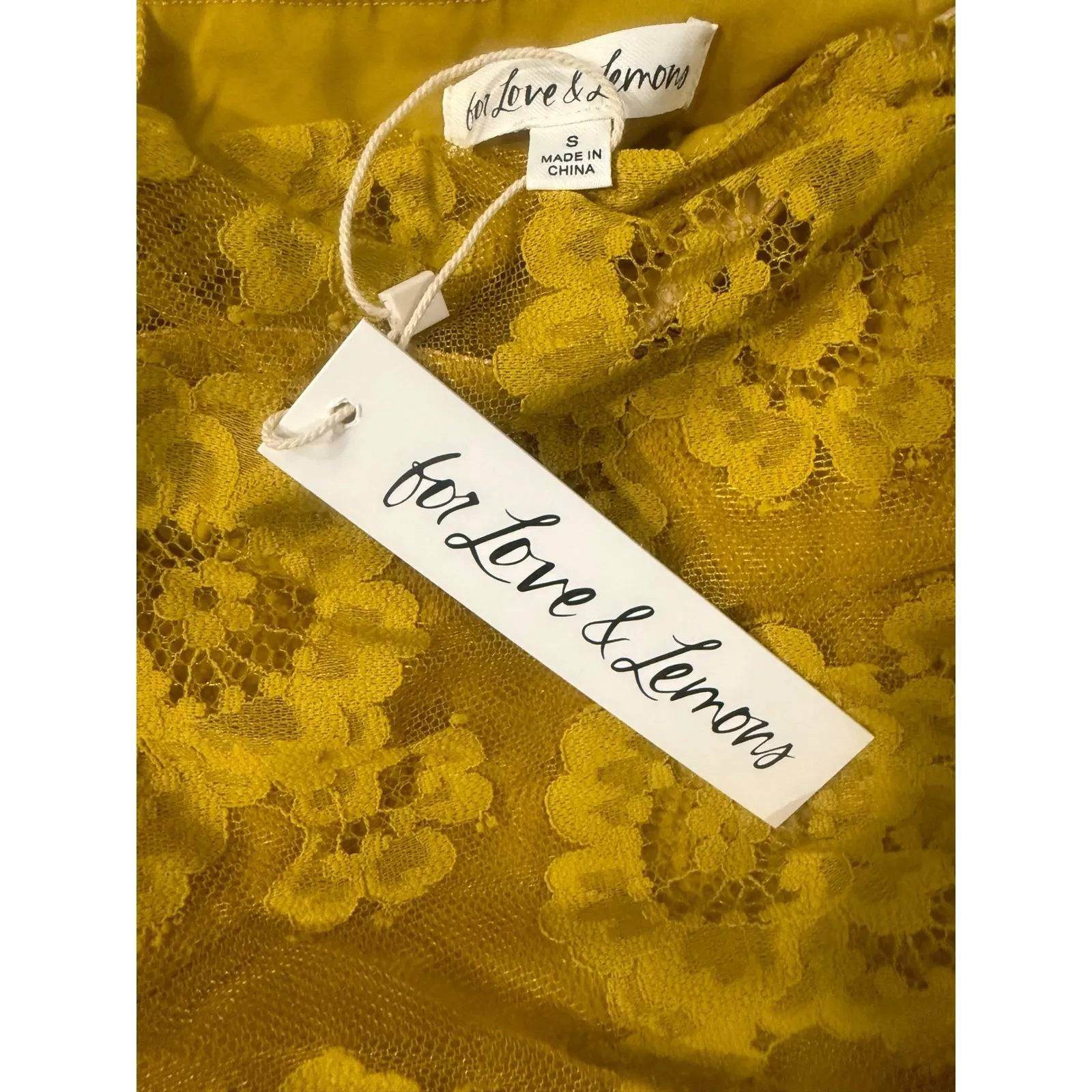 For Love & Lemons Tiana Yellow Lace Mini Dress Size Small NWT - Image 7