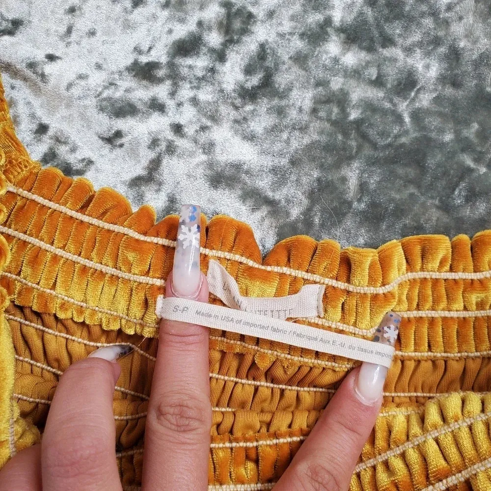 Urban Outfitters Clara Off The Shoulder Smocked Velvet Dress - Image 6