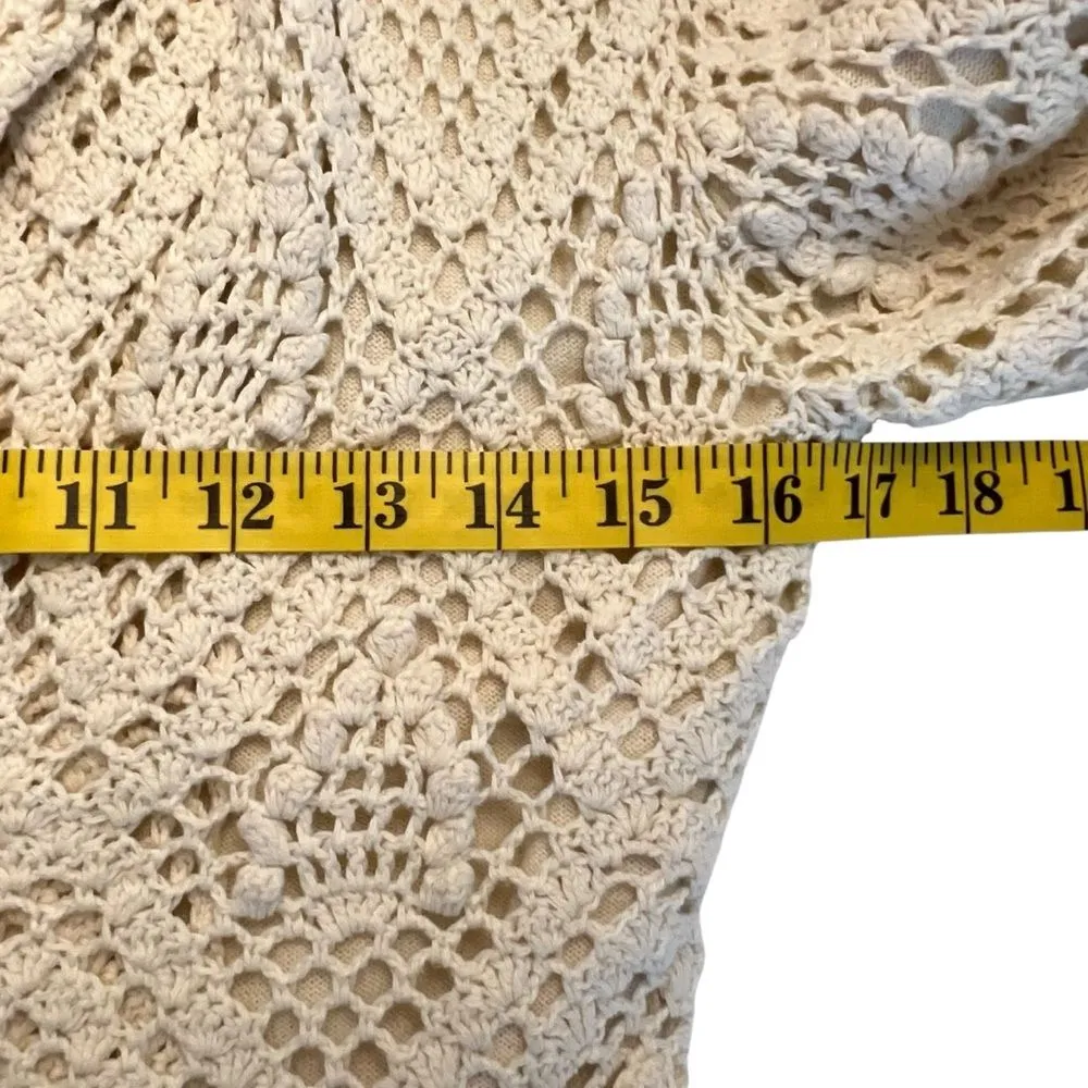 525 America Womens Cream Crochet Blazer Size S Boho Coastal Grandma Festival - Image 6