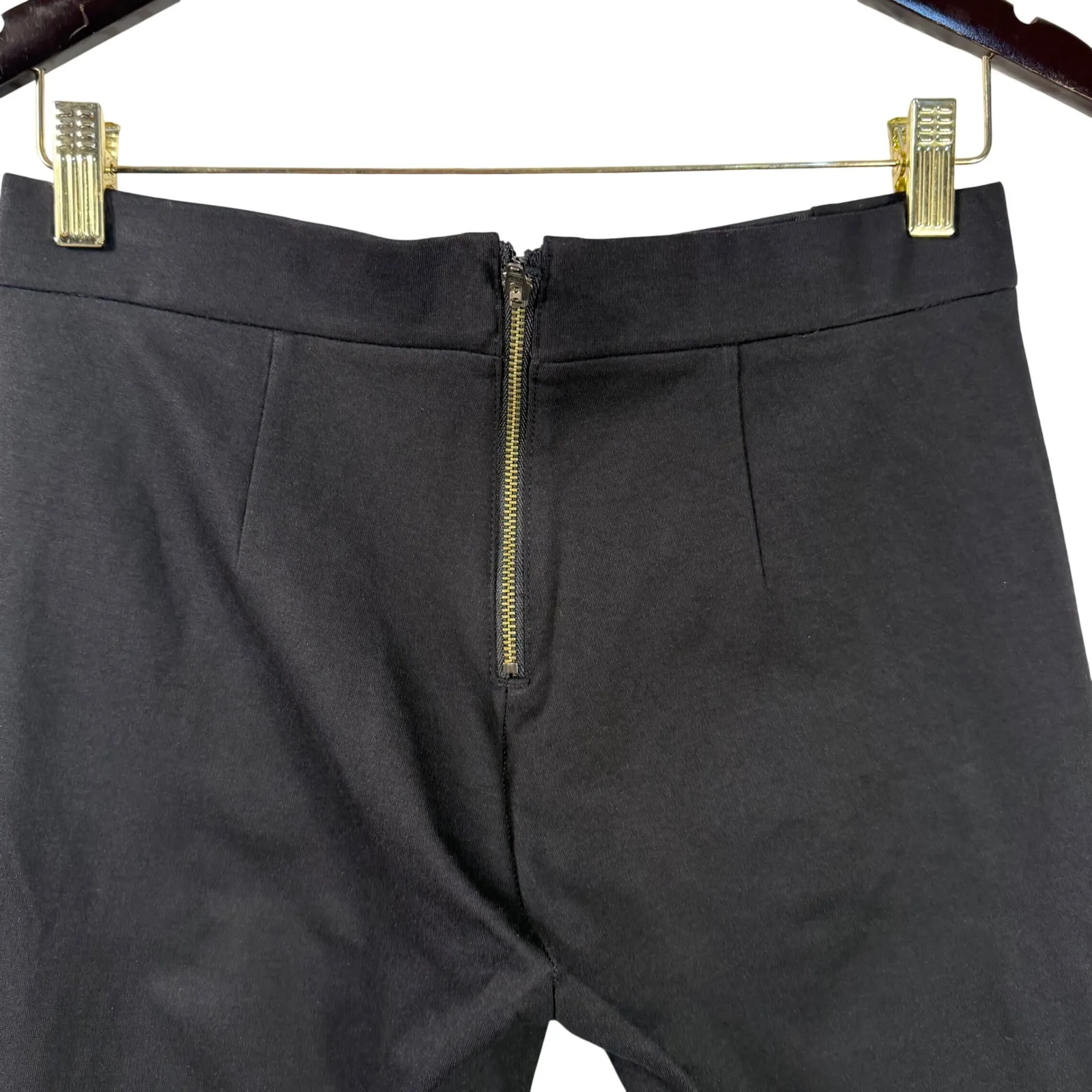 J.Crew  Leather Front Panel Ponte Pants Women's 4 Black Ankle Zip Pockets - Image 11