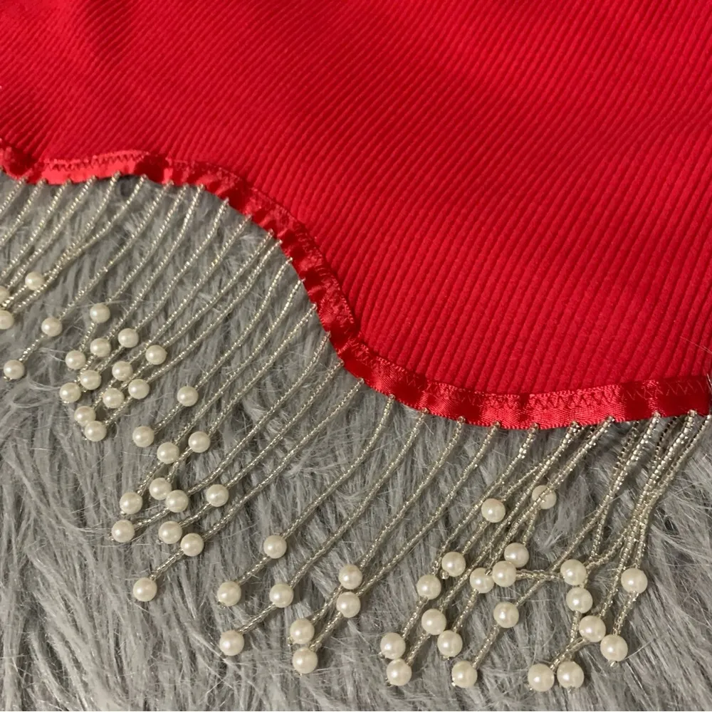 Sincerely Jules ribbed top with pearl fringe Red Size L - Image 2