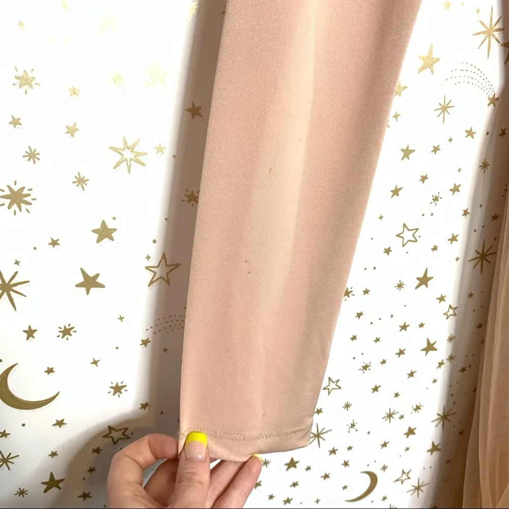 Blush Pink Long Sleeve Tulle Formal Gown Dress - Image 11