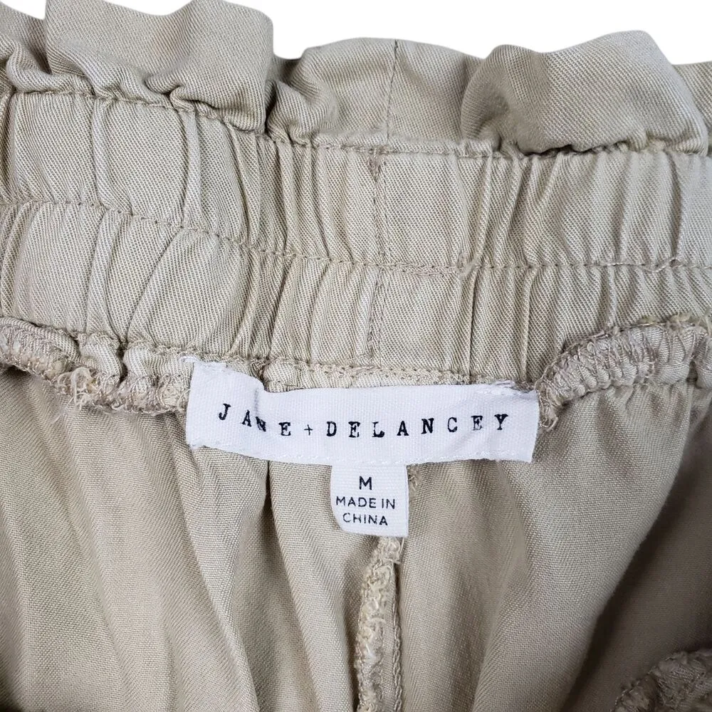 Jane & Delancey Paperbag Wide Leg Pants Womens Medium Beige Elastic Waist Pullon Tan - Image 4