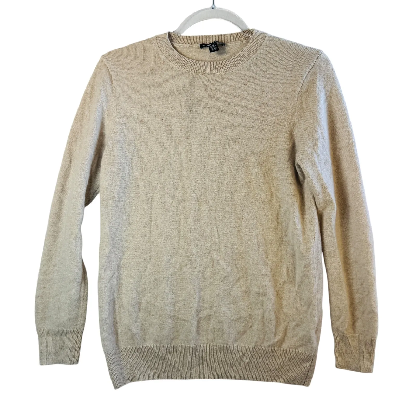 Hilary Radley Cashmere Oatmeal Beige Crewneck Sweater Womens S Minimalist Chic - Image 1