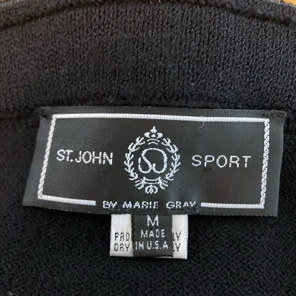 St. John  Sport Black Santana Knit Belted Midi Skirt Sz  10 $140 - Image 4