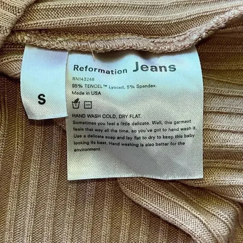 Reformation Jeans Women’s Pink Lightweight Casual Ribbed‎ Tee Small - Image 6