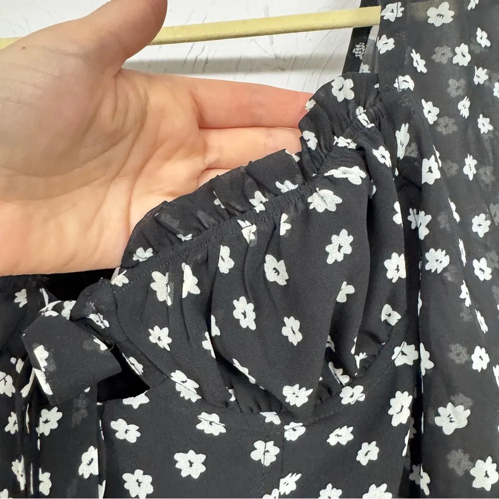 Princess Polly Black Floral Sweetheart Neckline Blouse Womens 2 Coquette Girly - Image 8