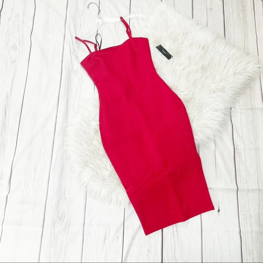 Lulu’s Women's Paulina Sleeveless Square Neckline Red Bodycon Midi Dress Size XS - Image 3