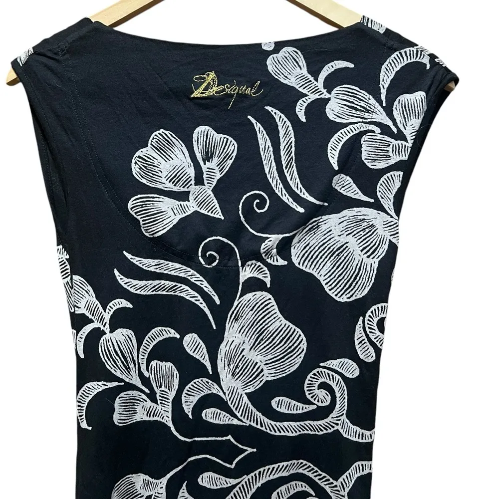 Desigual Butterfly Embellished Floral Faux Wrap Sleeveless Top - Image 6