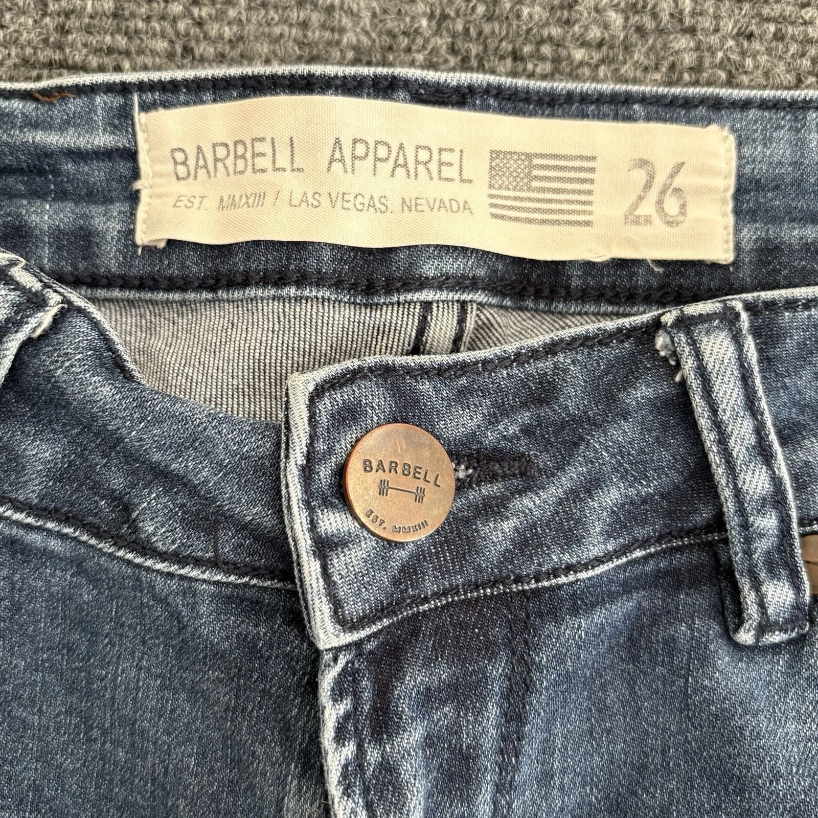Barbell Apparel Jeans Womens 26x32 Blue Med Wash Slim Skinny Stretch Denim Gym Size 26 - Image 3