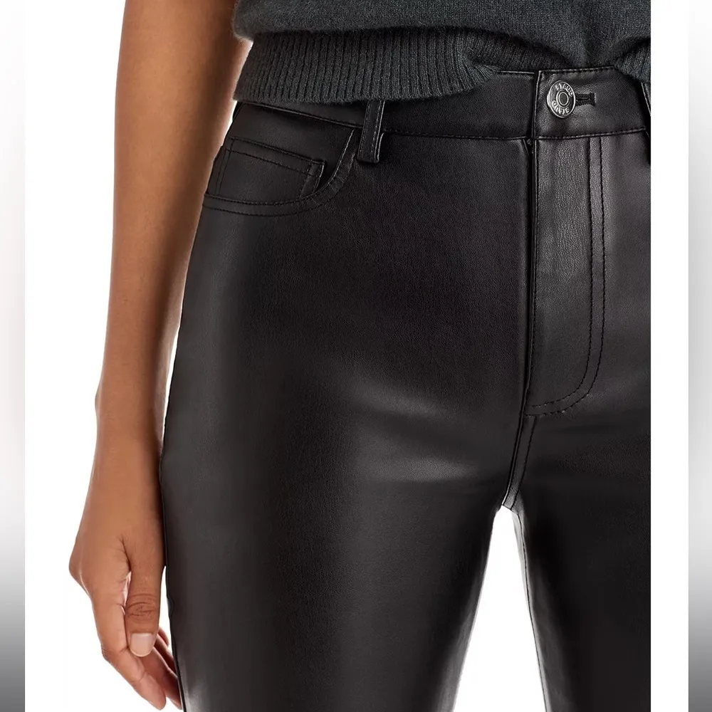 Staud Chisel Faux Leather Straight Pants in Black - Image 5